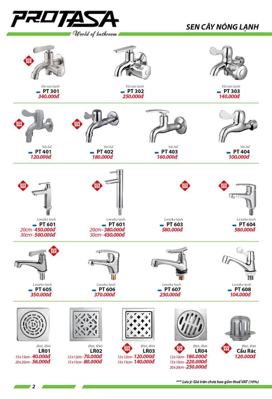 Thiết bị vệ sinh PROTASA Catalogue và Bảng giá mới nhất /Page 8